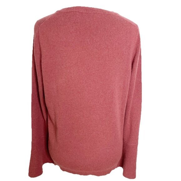 Lark & Ro Cashmere Dusty‎ Rose Mauve Crewneck Sweater Bell Sleeves Large - Picture 3 of 5